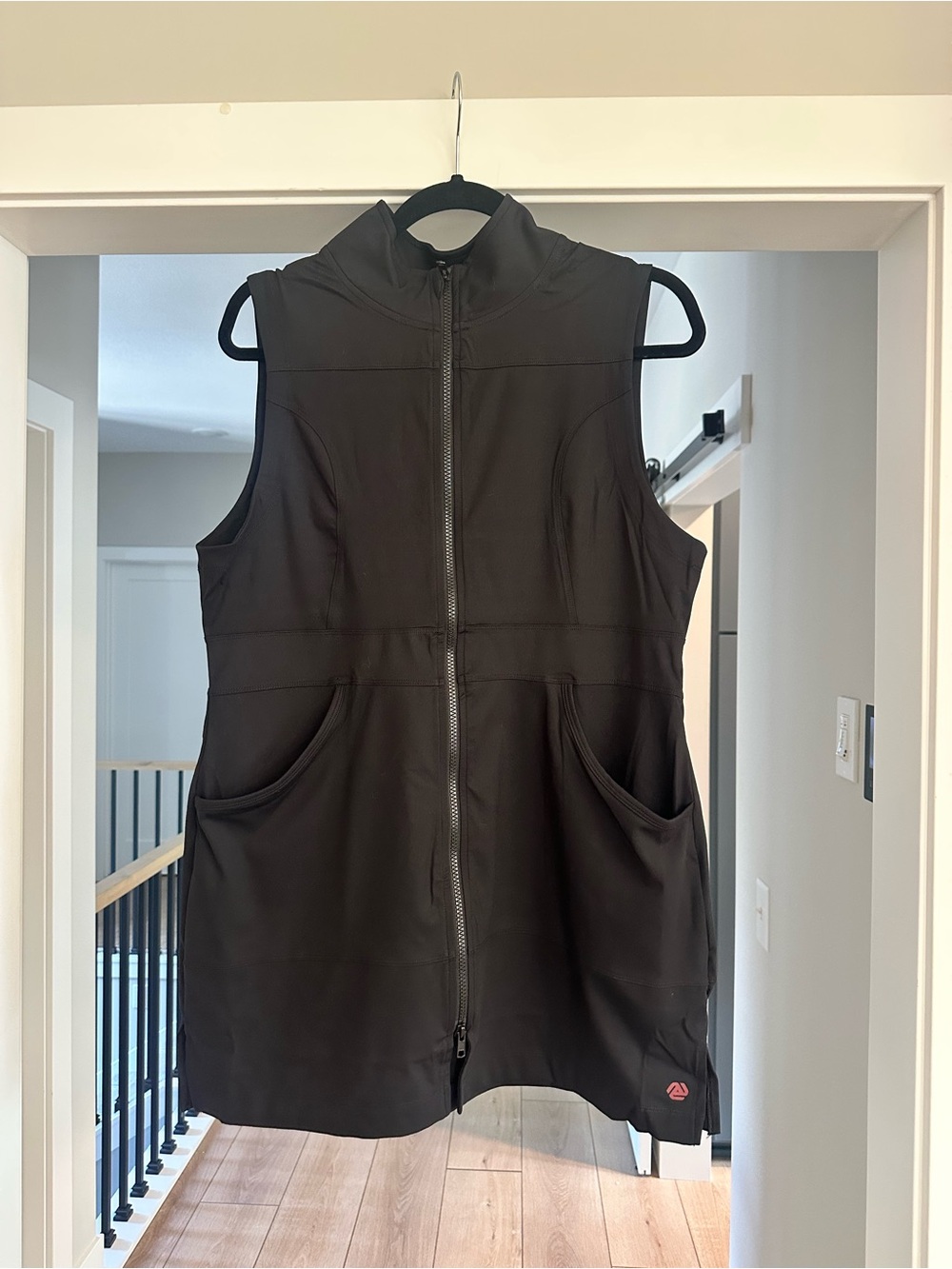 Any Age Wear Athletic Black Zip-Front Sleeveless Long Vest